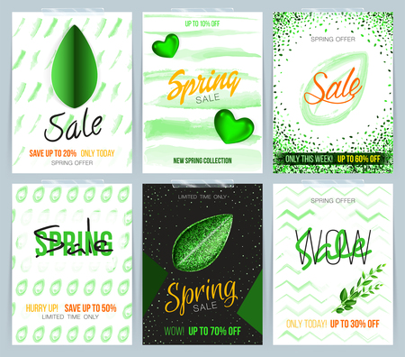 Collection of spring sale card, sale and other  templatesのイラスト素材