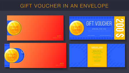 Creative design of gift voucher with envelope.のイラスト素材