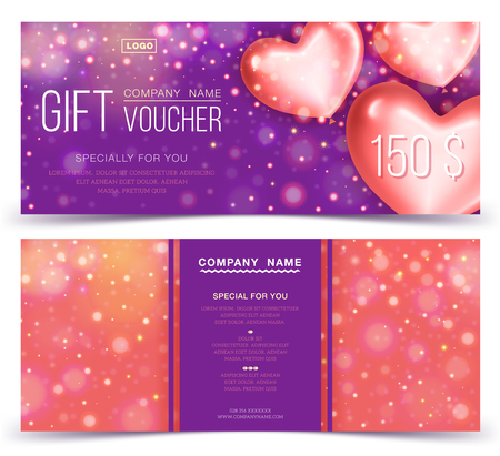 Gift voucher template with red heartsのイラスト素材