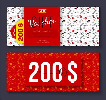 Gift voucher with cosmetic iconsのイラスト素材