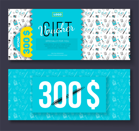 Gift voucher with cosmetic iconsのイラスト素材