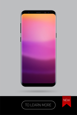 Vector smartphone, new version of modern mobile phone on black color isolated on grey background, Realistic illustration phone.のイラスト素材
