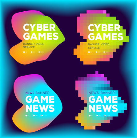 Colorful abstract gradient and pixel banners for games or music. Design template can used for business cards, gift cards, invitations, flyers and brochures.のイラスト素材