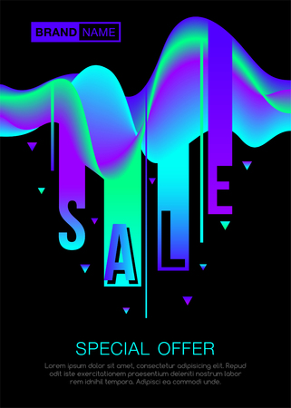 Black sale poster with trendy 3D Wavy Background. Sale and discount design templates. dynamic effect. Vector illustrationのイラスト素材