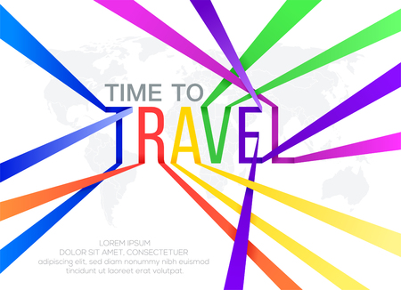 Travel banner made of ribbon. Vector illustrationのイラスト素材
