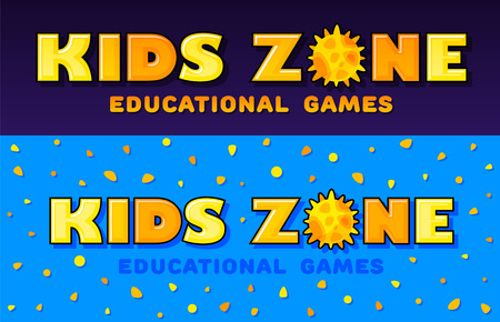 Kids Zone banner in cartoon style with sun for children's playroom decoration.のイラスト素材