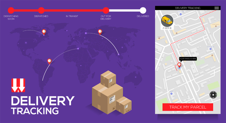 Delivery tracking concept, fast delivery, shipping. flat creative info graphics design for application. vector Eps 10のイラスト素材