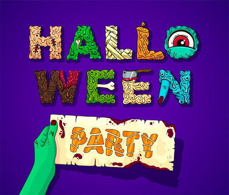 Halloween party lettering. Vector illustrationのイラスト素材