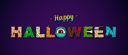 Halloween party lettering. Vector illustrationのイラスト素材
