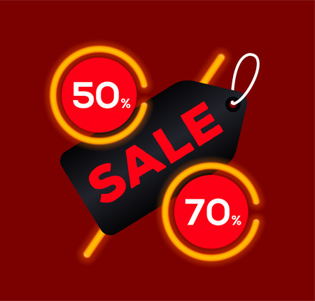 Black Friday Sale labels with neon light frame. Black Friday banner. biggest sale ever. Sale and discount. Vector illustration.のイラスト素材