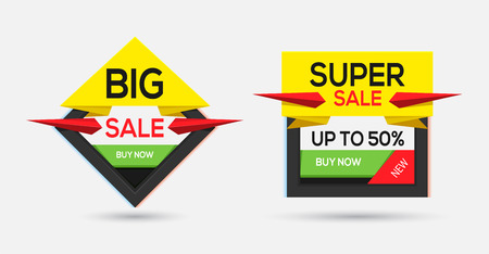 Super sale banner. Sale and discounts. colorful and playful design with glitch effect. Vector illustrationのイラスト素材