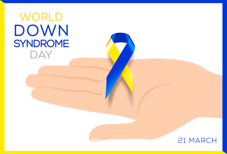Social poster World Down Syndrome Day. Awareness ribbon.のイラスト素材