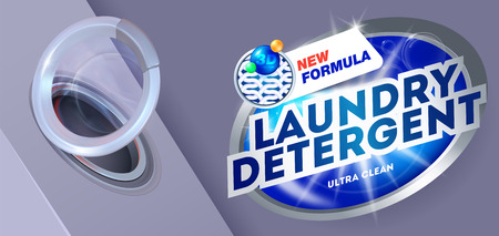 Laundry detergent for ultra clean washing.Template for laundry detergent. Package design for Washing Powder & Liquid Detergents. Vector illustrationのイラスト素材