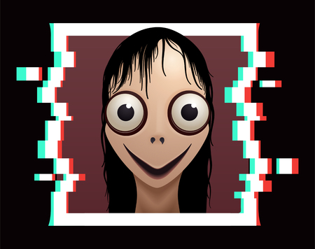 Scary female demon with big eyes and wide smile for halloween holiday. Vector illustration EPS10のイラスト素材
