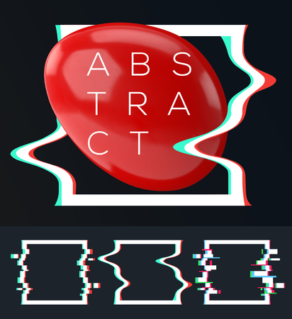 Set of simple geometric square with glitch effect for your abstract modern composition . shapes for design banner, brochure, poster, card, cover, flyer. Vectorのイラスト素材