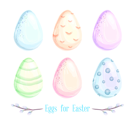 Happy easter kit of watercolor eggs. hand drawn watercolor illustration. Vector illustrationのイラスト素材