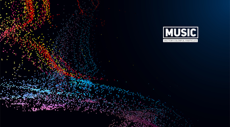 Abstract background from flow colorful particles. Equalizer for music, big data concept, futuristic infographic. Vector illustrationのイラスト素材