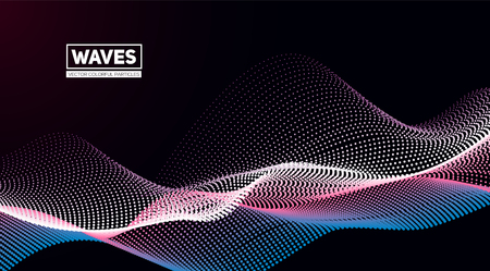 Abstract background from flow colorful particles. Equalizer for music, big data concept, futuristic infographic. Vector illustrationのイラスト素材