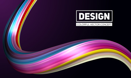 Creative modern colorful flow. Liquid 3d twisted shape for your design concept. Isolated on black background. Vector illustration, Eps10のイラスト素材