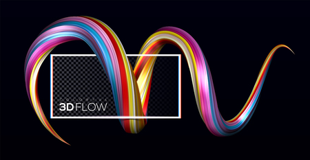 Creative modern colorful flow. Liquid 3d twisted shape for your design concept. Isolated on black background. Vector illustration, Eps10のイラスト素材