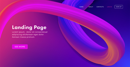 Trendy abstract landing page template for websites, or apps with dynamic colorful paint flow. Vector illustrationのイラスト素材