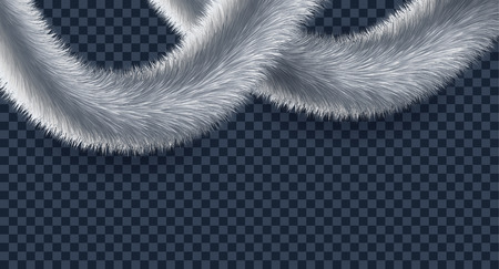 Silver fluffy tinsel for decorate, realistic Christmas garland element on transparent background. Vector illustrationのイラスト素材