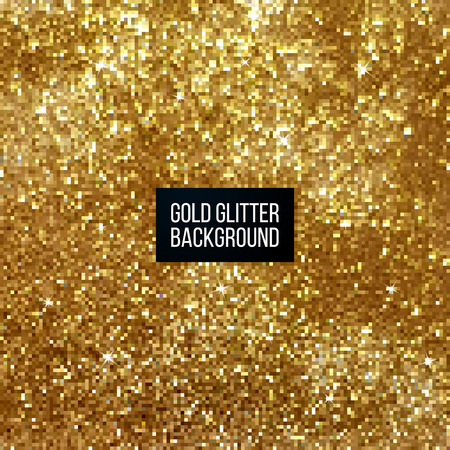 Vector gold glitter background, small golden squares, pixel style.のイラスト素材