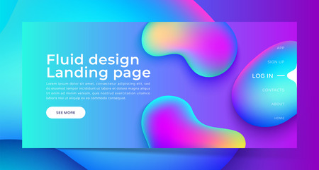 Landing page with Trendy colorful liquid gradients. Fluid colorful shapes. Modern artwork  shapes from acrylic epoxy. Vectorのイラスト素材