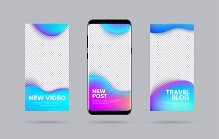 Creative stories set. Template for social media. Story template theme. Editable story cover design for photos, sales, new post and proposal. Vector illustrationのイラスト素材