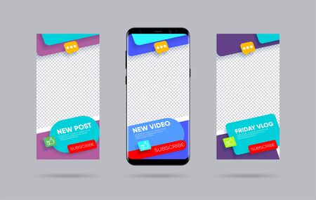 Creative stories set. Template for social media. Story template theme. Editable story cover design for photos, sales, new post and proposal. Vector illustrationのイラスト素材