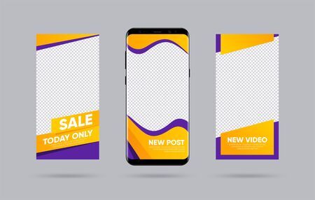 Creative stories set. Template for social media. Story template theme. Editable story cover design for photos, sales, new post and proposal. Vector illustrationのイラスト素材