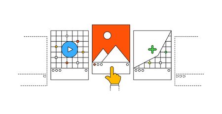 Carousel post in modern outline style for social network, landing page design or application. Social...