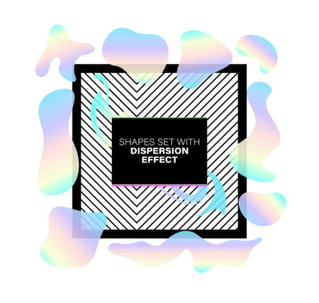 Set of shapes with dispersion effect. Colorful abstract rainbow shapes for create trendy placards, brochures, retro art, posters, covers and banners in memphis and hipster style. Vector illustrationのイラスト素材