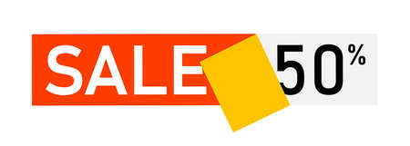 Flat paper banner with bending for sale and discount. 50% off.のイラスト素材