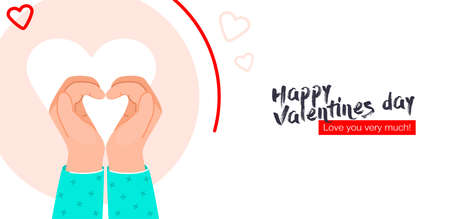 I love you heart sign. Concept on Valentine day with expresses love to you, message of love using hand gestures, shapes heart with both hands.のイラスト素材