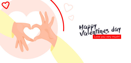 I love you heart sign. Concept on Valentine day with expresses love to you, message of love using hand gestures, shapes heart with both handsのイラスト素材