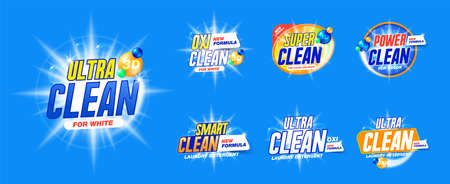 Laundry detergent template Set for Cleaning service, package design, Washing Powder and Liquid Detergents ready for branding and ads design.のイラスト素材