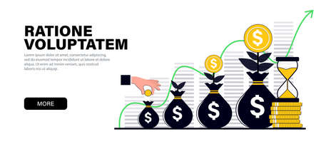 Concept in modern flat black colors for website and mobile website development on the topic capital growth, Financial investments or money savings, growing up capital.のイラスト素材