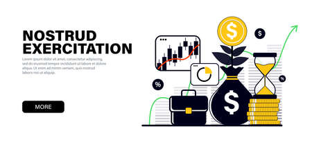 Concept in modern flat black colors for website and mobile website development on the topic investments, capital augmentation, investment portfolio growth.のイラスト素材