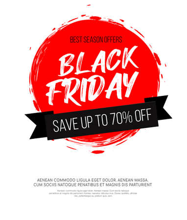 Black Friday inscription on abstract red ink round spot, for sale and discount, template for your banner or poster.のイラスト素材