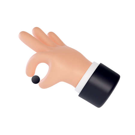 High quality 3D business hand gestures. 3d hand holding an object with two fingers. Friendly funny cartoon style isolated on white background.のイラスト素材