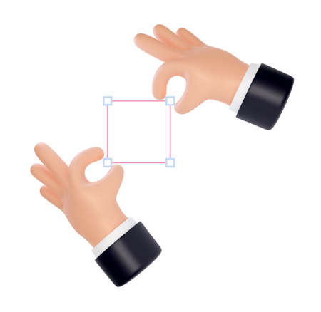 High quality 3D business hand gestures. 3d hands holding a transform tool. development concept. Friendly funny cartoon style isolated on white background.のイラスト素材