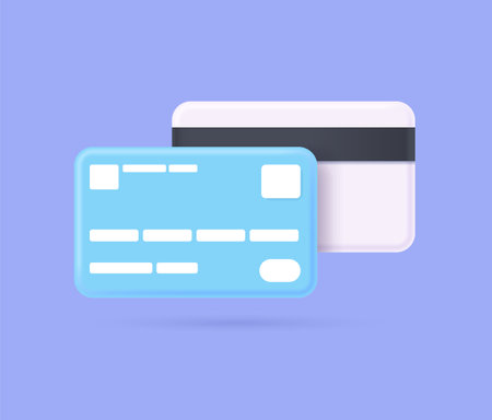 3D credit card for online shopping, online payment credit card 3d. online banking and online shopping. 3d credit card icon for contactless payments. vector illustrationのイラスト素材