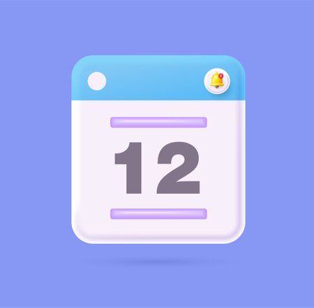 Calendar date 3d icon. event schedule date. Meeting appointment time. 3d calendar and time planner. 12th day day reminder. vector illustrationのイラスト素材
