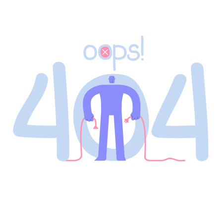 Flat modern character trying to connect cables. Web online page with 404 not found error. Business...