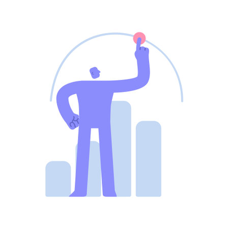 Flat modern character makes fine-tuning of the business process. Business Concept illustration with man taking part in business activities. vector illustrationのイラスト素材