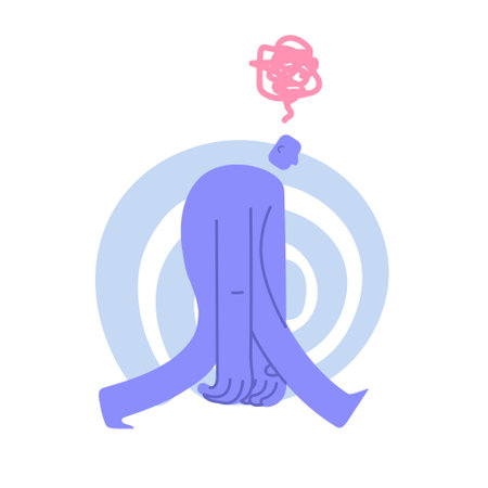 Flat modern character in a bad mood and creative burnou. Work stress, depression, burnout. Business Concept illustration with man taking part in business activities.のイラスト素材