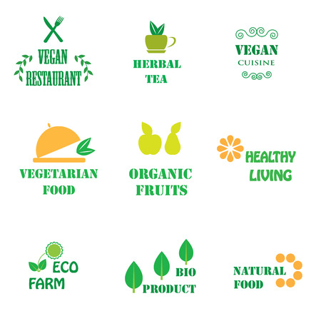 Set of labels  for organic and natural foodのイラスト素材