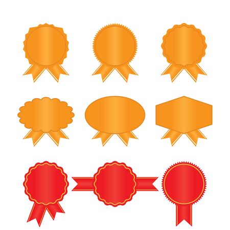 set golden and red labels and stickersのイラスト素材