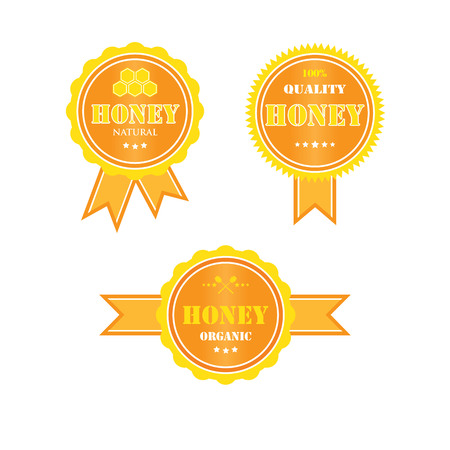 set of labels and logos for honey productsのイラスト素材